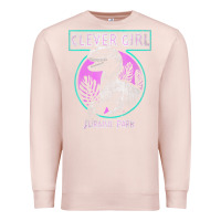 Pale Pink distressed teal raptor clever girl t shirt Premium Sweatshirt - artisFamous
