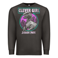 Smoke distressed teal raptor clever girl t shirt Premium Sweatshirt - artisFamous