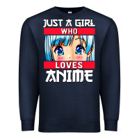 Navy just a girl who loves anime japanese cute Premium Sweatshirt - artisFamous
