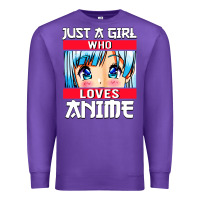 Purple just a girl who loves anime japanese cute Premium Sweatshirt - artisFamous