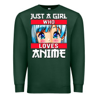 Sports Green just a girl who loves anime japanese cute Premium Sweatshirt - artisFamous