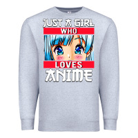 Heather Grey just a girl who loves anime japanese cute Premium Sweatshirt - artisFamous