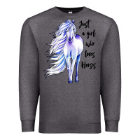 Charcoal Heather just a girl who loves horses Premium Sweatshirt - artisFamous