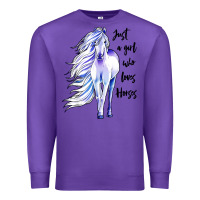 Purple just a girl who loves horses Premium Sweatshirt - artisFamous
