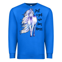 True Royal just a girl who loves horses Premium Sweatshirt - artisFamous