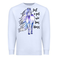White just a girl who loves horses Premium Sweatshirt - artisFamous