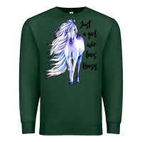 Sports Green just a girl who loves horses Premium Sweatshirt - artisFamous