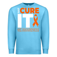 Ocean Blue just cure it ms multiple sclerosis awareness Premium Sweatshirt - artisFamous