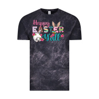 Cloud Black Happy Easter Y'all Vintage Tee - BundleAndBundleShop