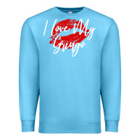 Ocean Blue kiss lips i love my gringo wife girlfriend premium Premium Sweatshirt - artisFamous