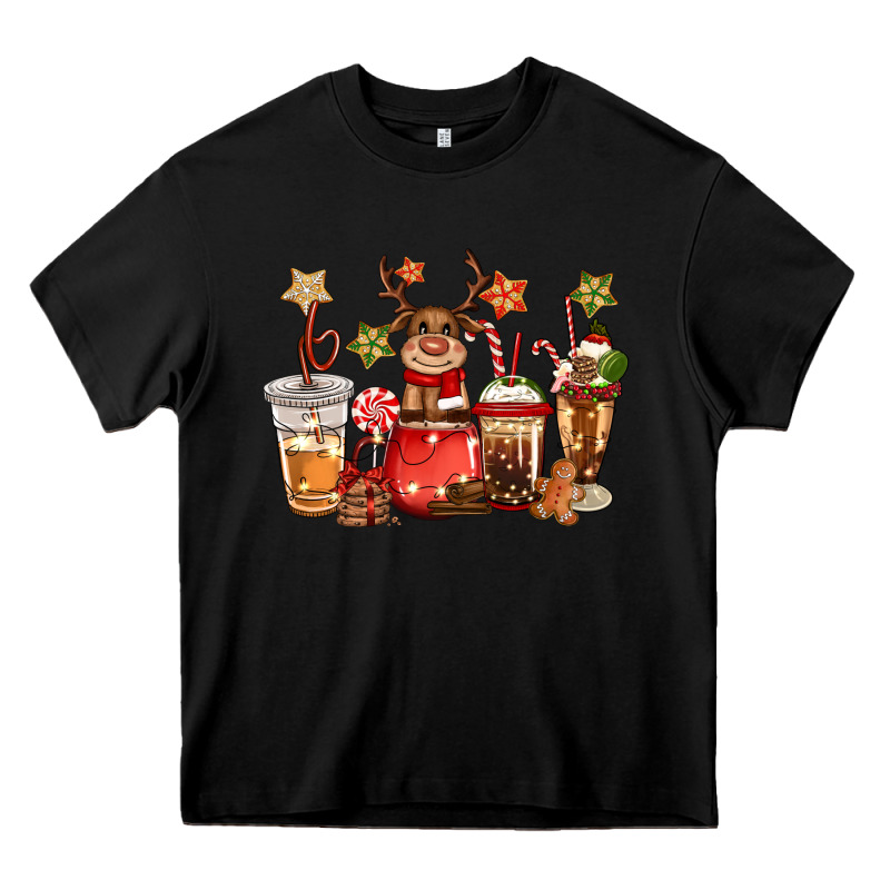 Christmas Reindeer Coffee Heavy Core Tee by CowGirlArtShop | Teevron