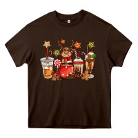 Chocolate Brown christmas reindeer coffee Heavy Core Tee - CowGirlArtShop