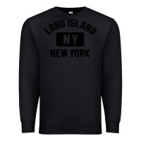 Black long island ny gym style distressed amber print Premium Sweatshirt - artisFamous