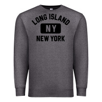 Charcoal Heather long island ny gym style distressed amber print Premium Sweatshirt - artisFamous