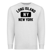 Oatmeal Heather long island ny gym style distressed amber print Premium Sweatshirt - artisFamous