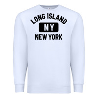 White long island ny gym style distressed amber print Premium Sweatshirt - artisFamous