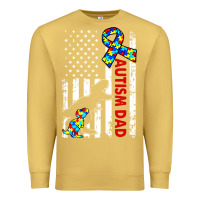 Antique Gold mens distressed dinosaur autism dad usa flag Premium Sweatshirt - artisFamous