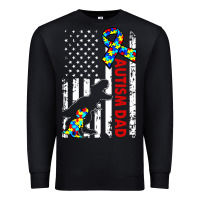 Black mens distressed dinosaur autism dad usa flag Premium Sweatshirt - artisFamous