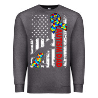 Mens Distressed Dinosaur Autism Dad Usa Flag Premium Sweatshirt | Teevron