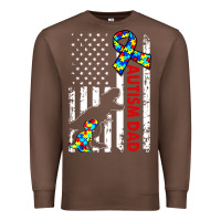 Chestnut mens distressed dinosaur autism dad usa flag Premium Sweatshirt - artisFamous