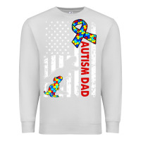 Dove Grey mens distressed dinosaur autism dad usa flag Premium Sweatshirt - artisFamous