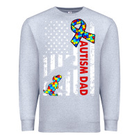 Heather Grey mens distressed dinosaur autism dad usa flag Premium Sweatshirt - artisFamous