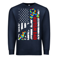Navy mens distressed dinosaur autism dad usa flag Premium Sweatshirt - artisFamous