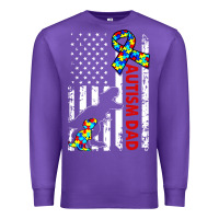 Purple mens distressed dinosaur autism dad usa flag Premium Sweatshirt - artisFamous