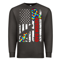 Smoke mens distressed dinosaur autism dad usa flag Premium Sweatshirt - artisFamous