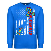 True Royal mens distressed dinosaur autism dad usa flag Premium Sweatshirt - artisFamous
