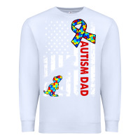 White mens distressed dinosaur autism dad usa flag Premium Sweatshirt - artisFamous
