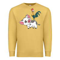 Antique Gold hei hei rooster and pig funny cartoon Premium Sweatshirt - artisFamous