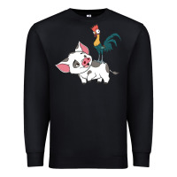 Black hei hei rooster and pig funny cartoon Premium Sweatshirt - artisFamous