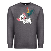 Charcoal Heather hei hei rooster and pig funny cartoon Premium Sweatshirt - artisFamous