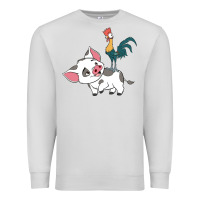 Dove Grey hei hei rooster and pig funny cartoon Premium Sweatshirt - artisFamous