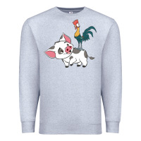 Heather Grey hei hei rooster and pig funny cartoon Premium Sweatshirt - artisFamous