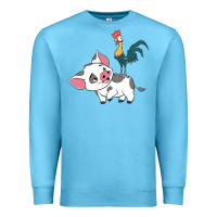 Ocean Blue hei hei rooster and pig funny cartoon Premium Sweatshirt - artisFamous