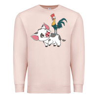 Pale Pink hei hei rooster and pig funny cartoon Premium Sweatshirt - artisFamous