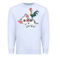 White hei hei rooster and pig funny cartoon Premium Sweatshirt - artisFamous