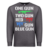 Charcoal Heather one gun two gun red gun blue gun Premium Sweatshirt - artisFamous