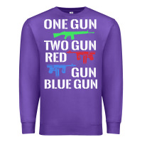 Purple one gun two gun red gun blue gun Premium Sweatshirt - artisFamous