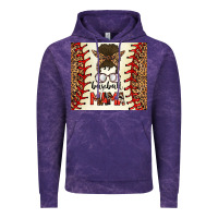 Cloud Purple Baseball Mom Messy Bun Vintage Hoodie - CowhideDigitalArt