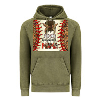 Vintage Olive Baseball Mom Messy Bun Vintage Hoodie - CowhideDigitalArt