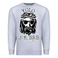 Heather Grey funny jesus easter yolo jk brb Premium Sweatshirt - artisFamous