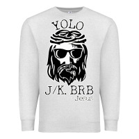 Oatmeal Heather funny jesus easter yolo jk brb Premium Sweatshirt - artisFamous