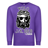 Purple funny jesus easter yolo jk brb Premium Sweatshirt - artisFamous