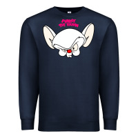 Navy pinky and the brain big face Premium Sweatshirt - artisFamous