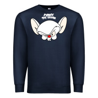 Navy pinky and the brain big face Premium Sweatshirt - artisFamous
