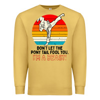 Antique Gold karate girl kick Premium Sweatshirt - artisFamous