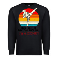 Black karate girl kick Premium Sweatshirt - artisFamous